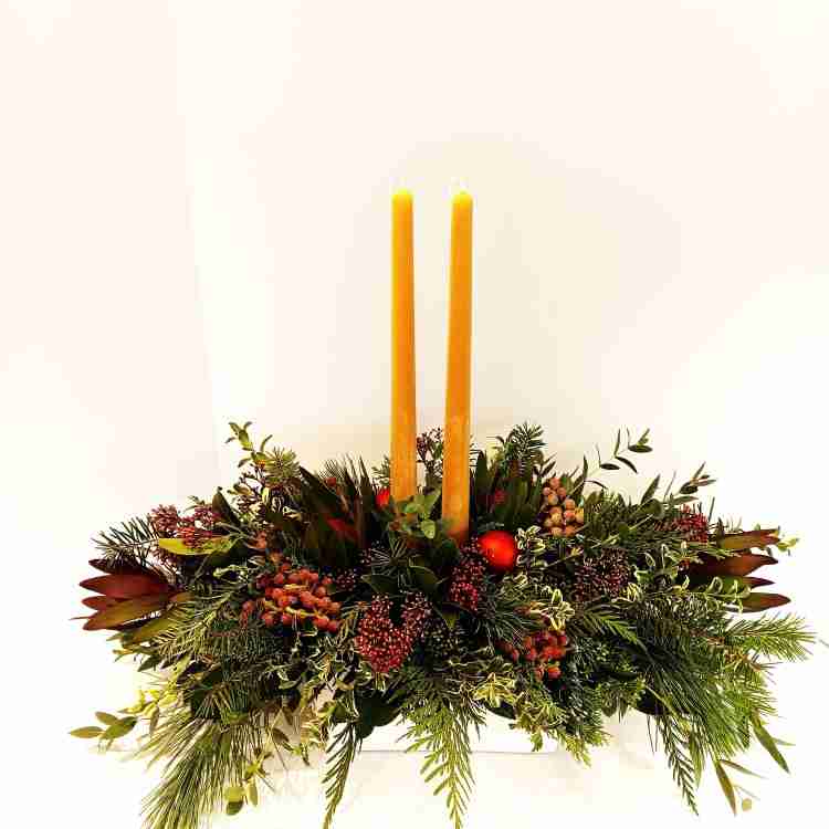 The Festive Glow greenery centerpiece